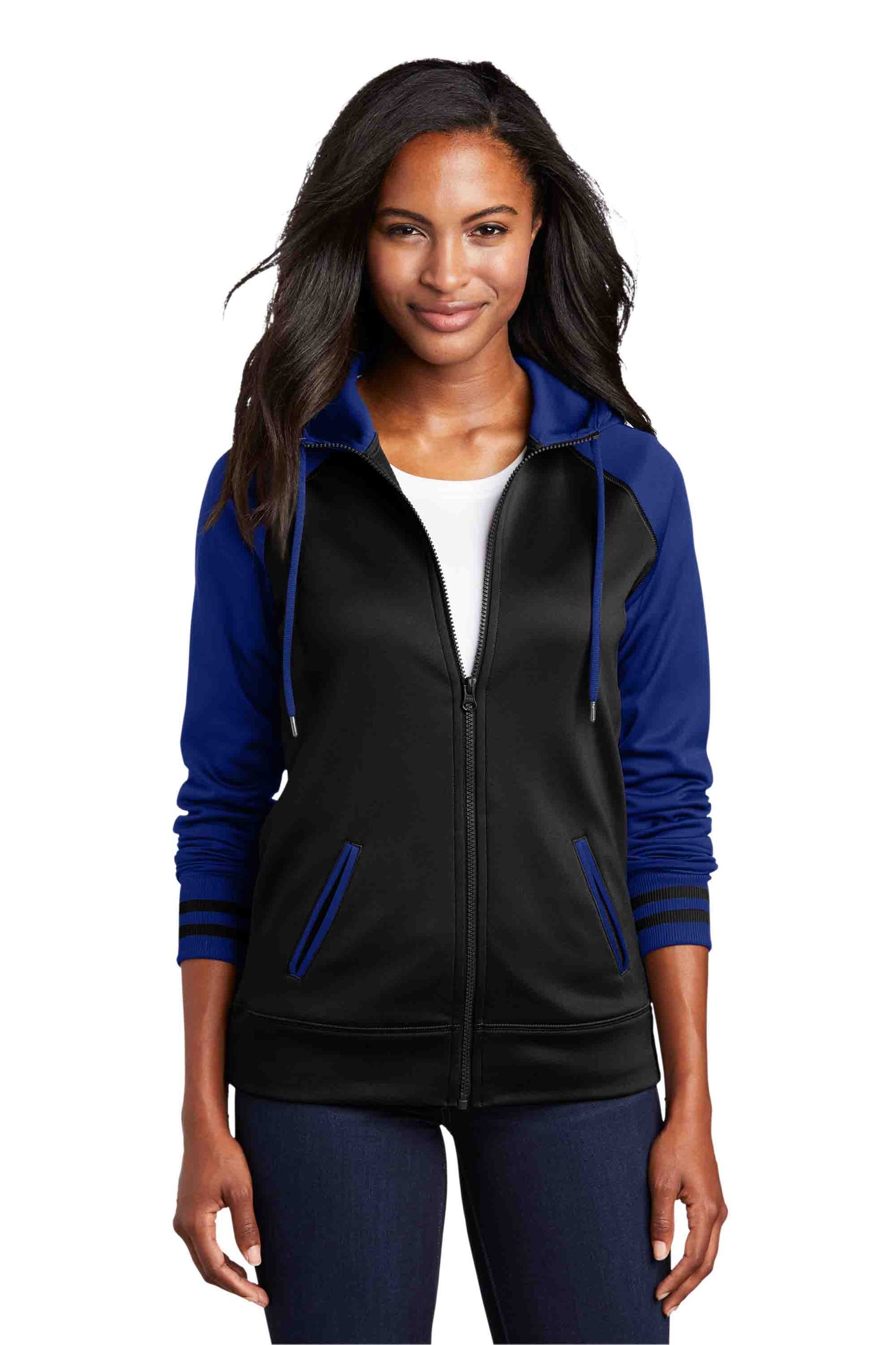 Ladies Varsity Performance Hooded Zip Sweatshirt