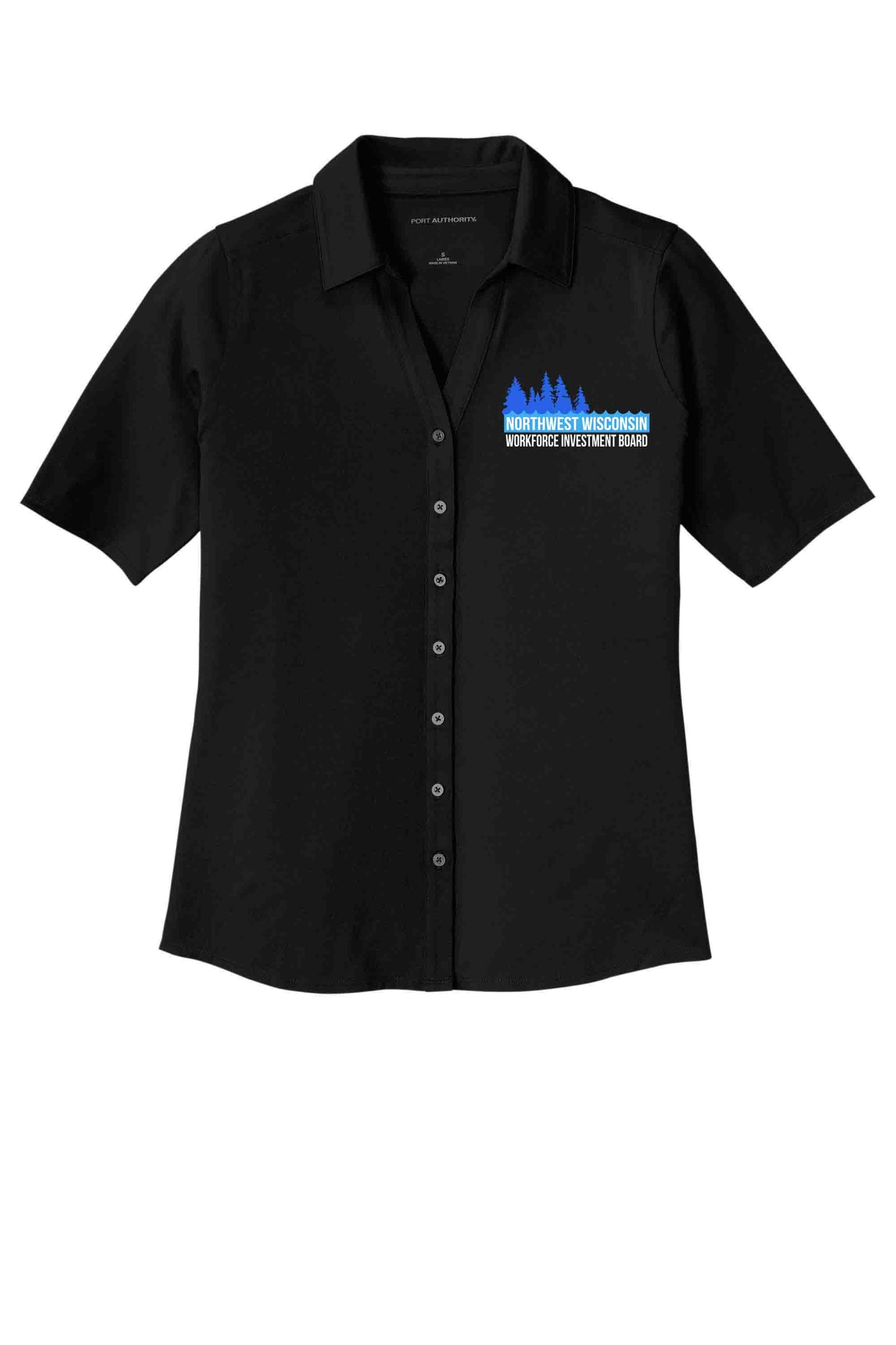 NWWIB-Ladies Short Sleeve Stretch Button-Down Shirt