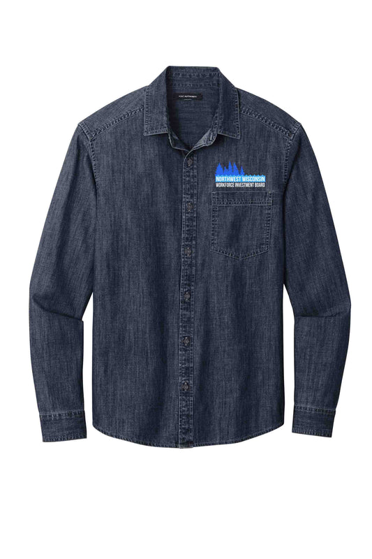 NWWIB-Long Sleeve Button-Down Denim Shirt